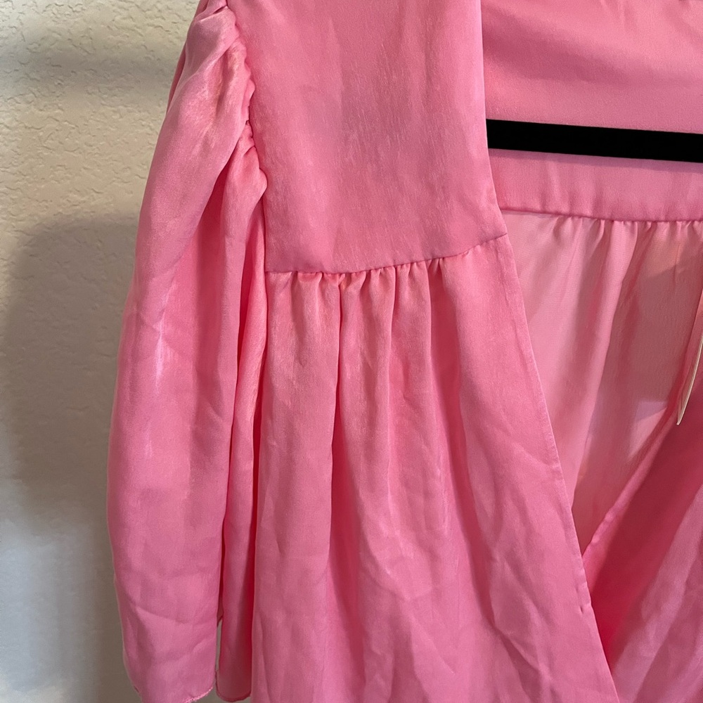 Pink Wrap Dress with Ruffle Hem - Picture 4 of 7